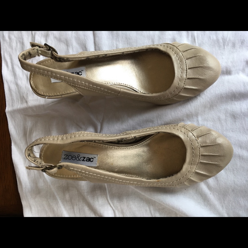 Sling back heels. All man made materials